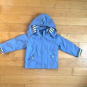 Sable & Mer Unisex Light Blue Raincoat | Size 4 | Lined, Removable Hood